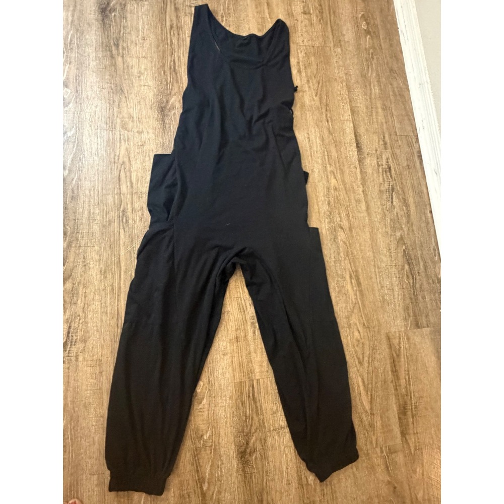 Black Cargo Harem Jumpsuit Open Back Tie Utility Jogger One Piece Small